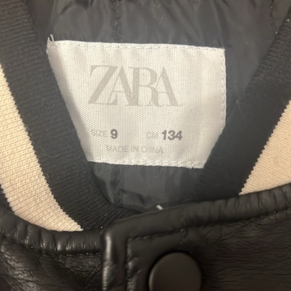ZARA KIDS FAUX LEATHER BOMBER JACKET size 9 - Picture 2 of 3
